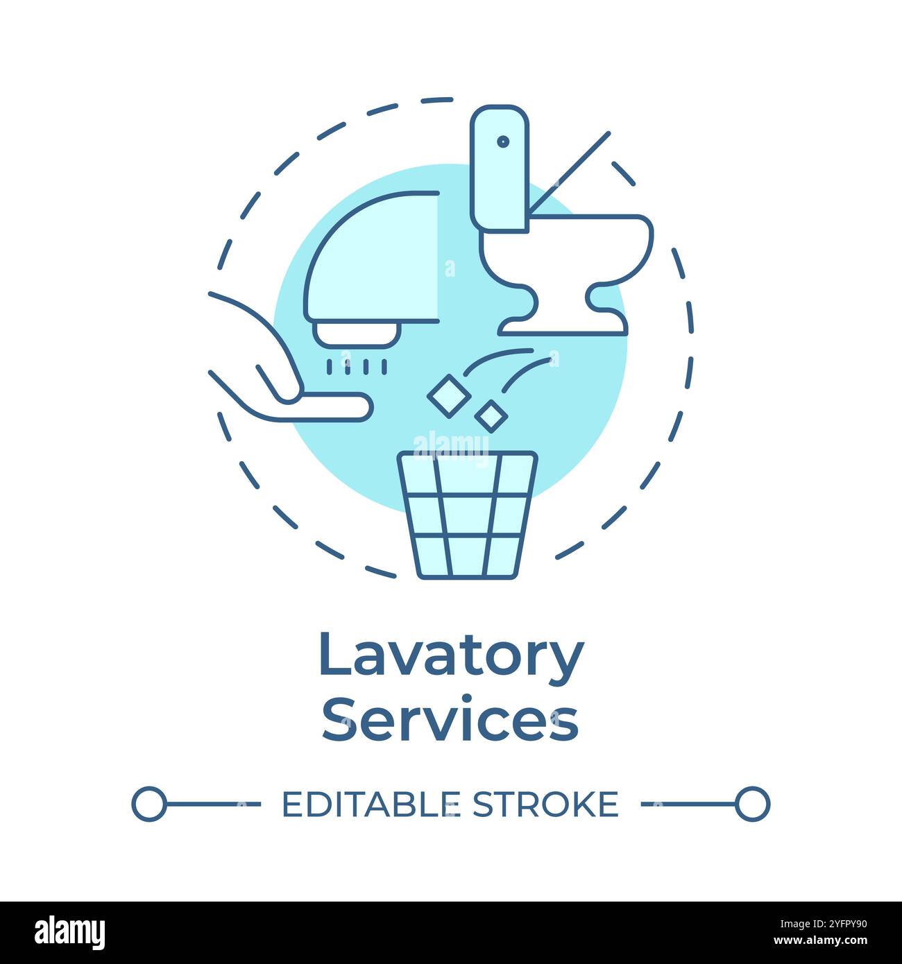 Lavatory services soft blue concept icon Stock Vector