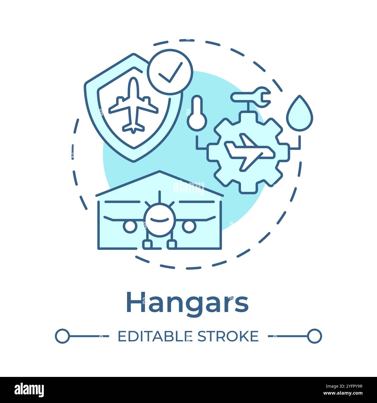 Hangars soft blue concept icon Stock Vector