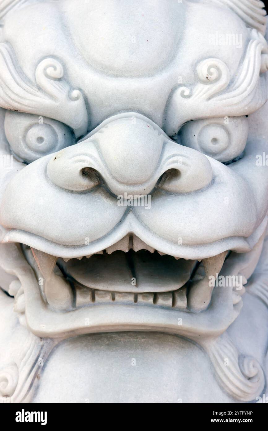 Temple Guardian. Chinese lion statue represent Yin force. An Giang ...