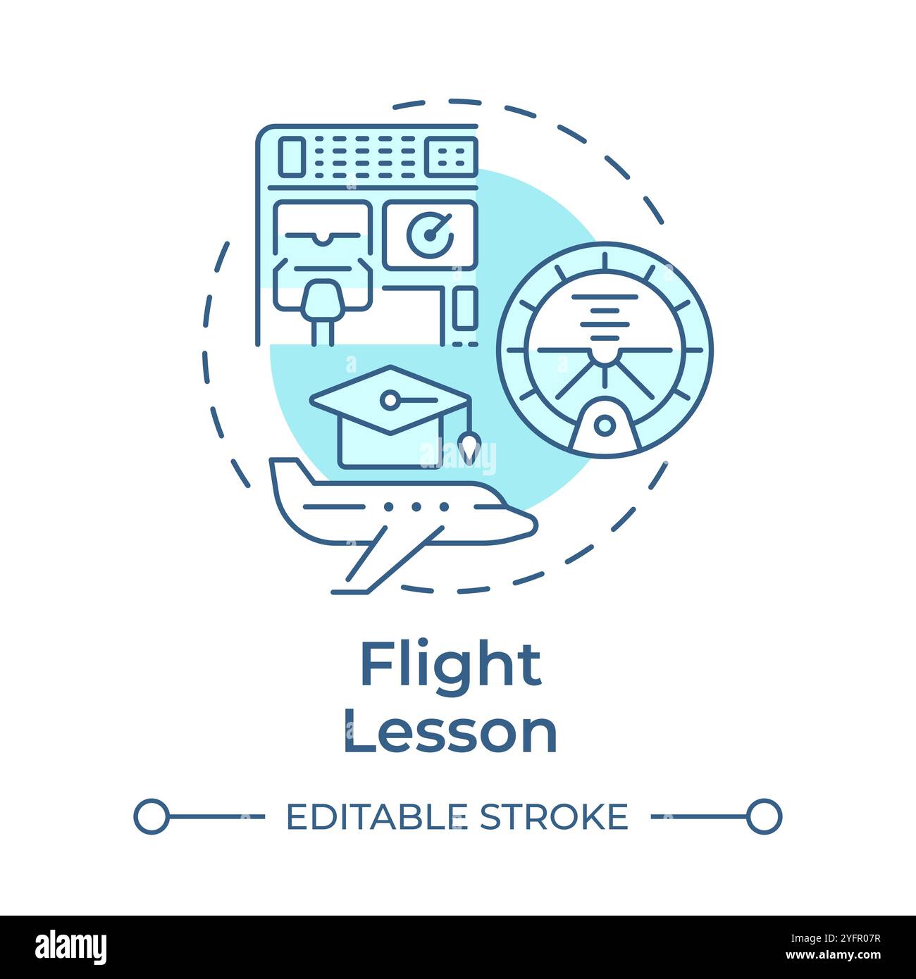 Flight lesson soft blue concept icon Stock Vector