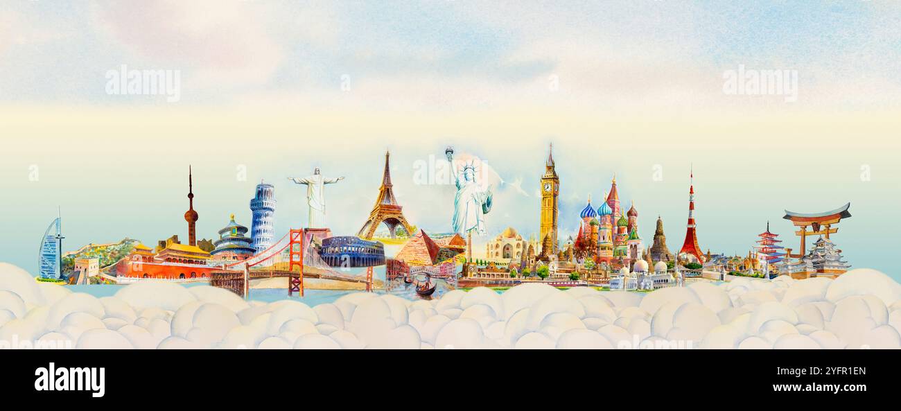 Travel Famous landmarks in the world of Europe, Asia and America ...