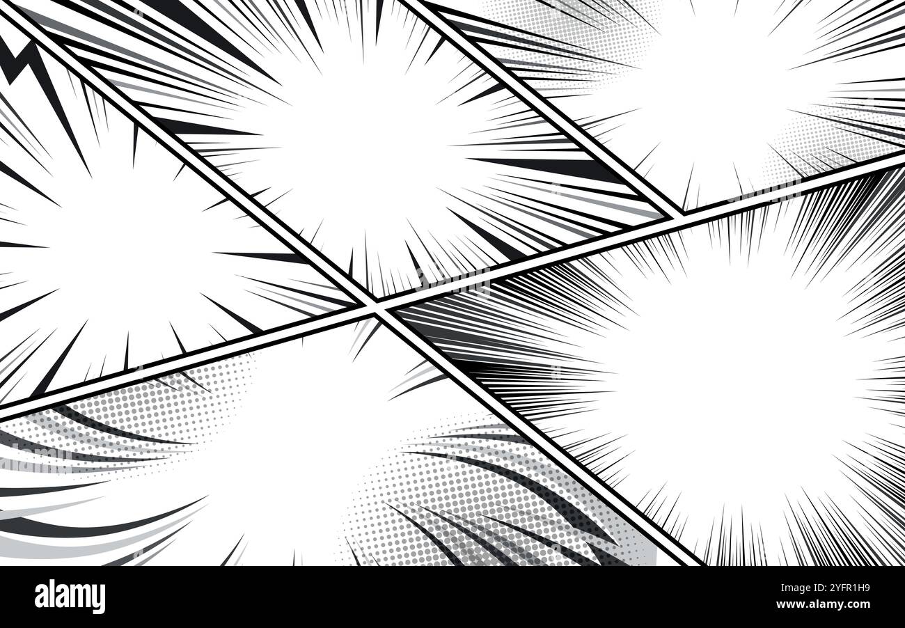 Cartoon comic backgrounds set. Comics book poster with halftone ...