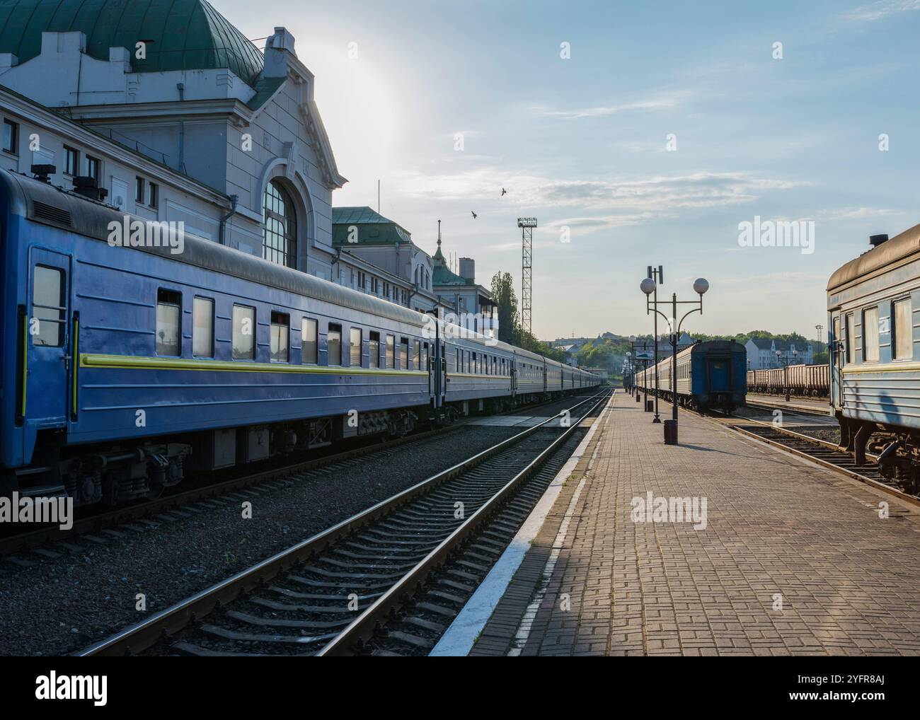 Empty train station at dawn hi-res stock photography and images - Alamy