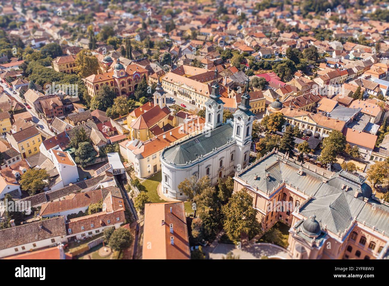 Aerial view of Sremski Karlovci, showcasing its charming architecture ...