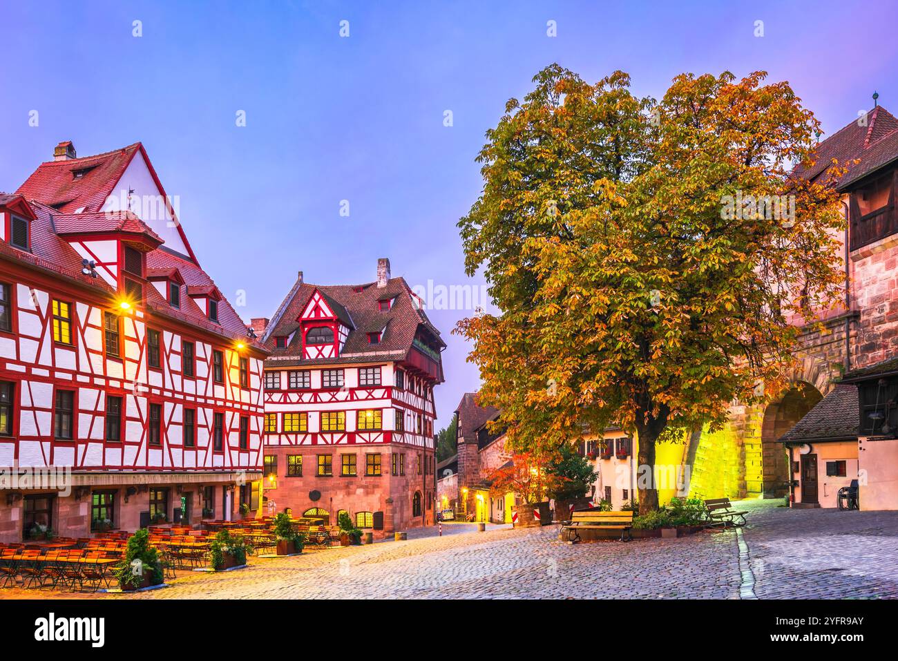 Nuremberg, Germany. Kaiserburg and Tiergartnertor Square in the old town of Nuremburg, Bavaria. Stock Photo