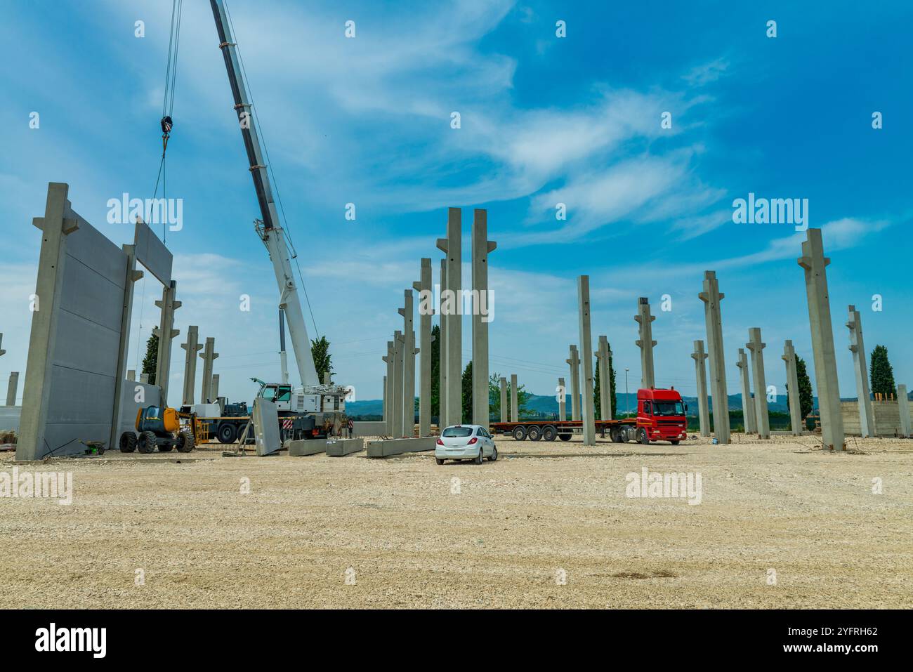 Building columns on a construction site. Construction activity Stock ...