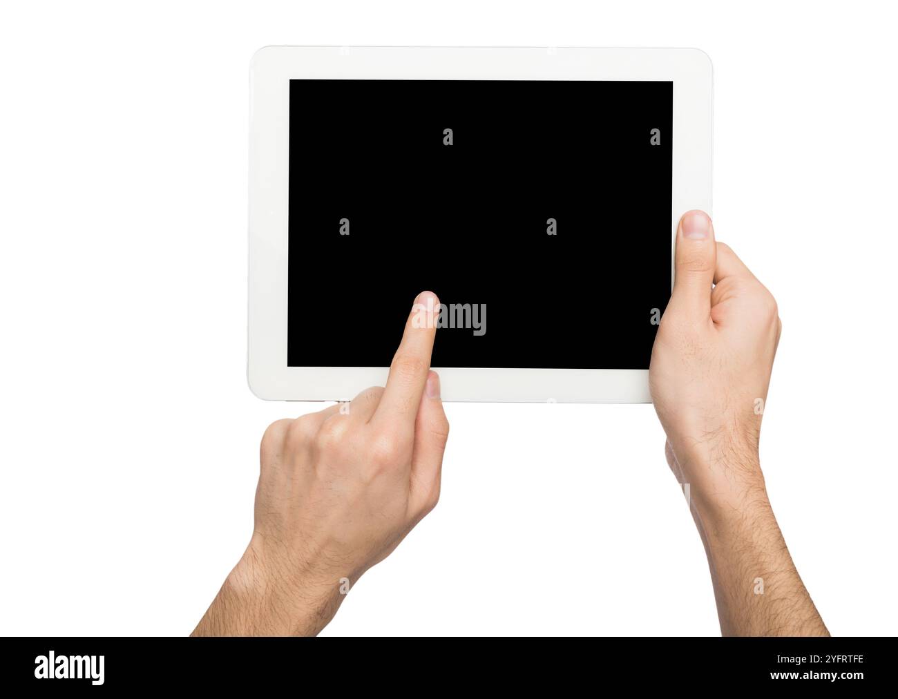 Man holding digital tablet with blank screen Stock Photo