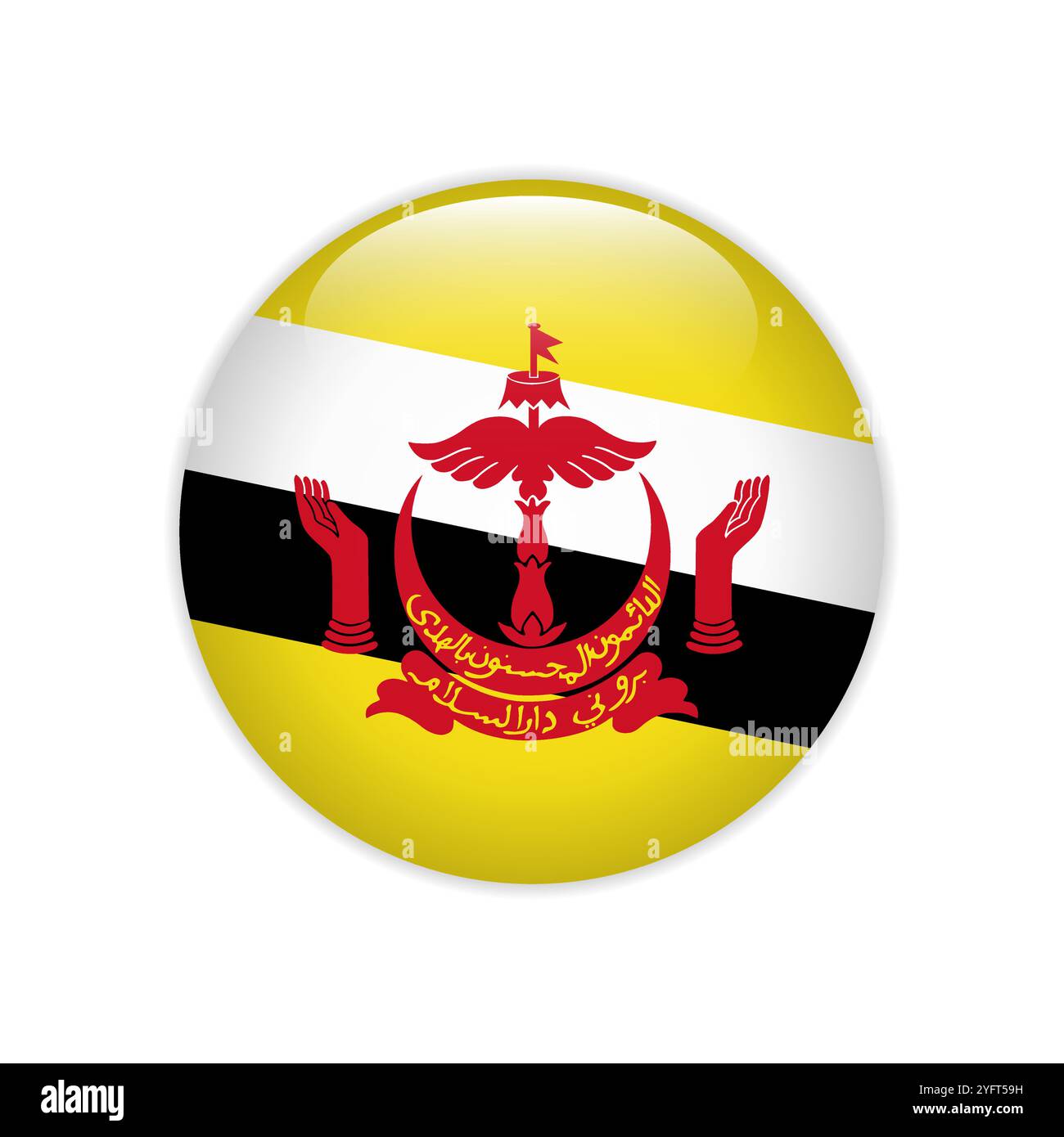Brunei flag on button Stock Vector