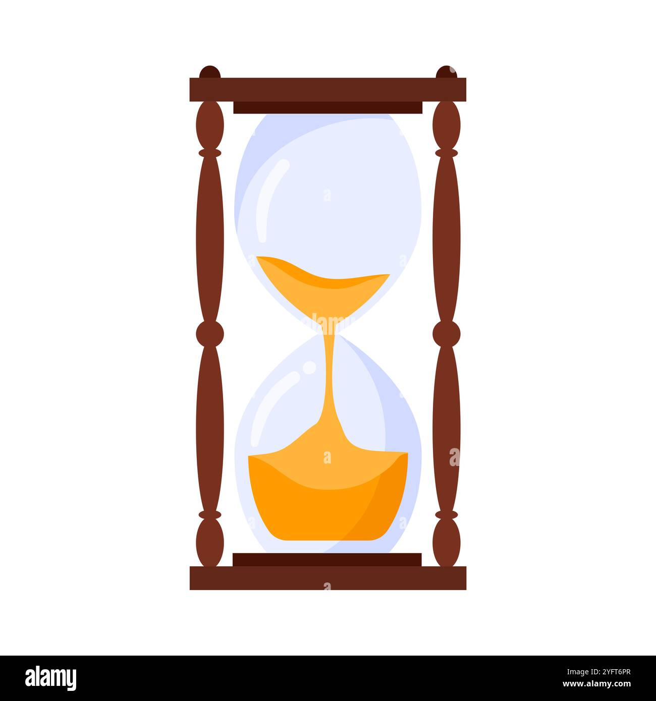 Antique hourglass, sandclock with pouring gold sand to measure time ...