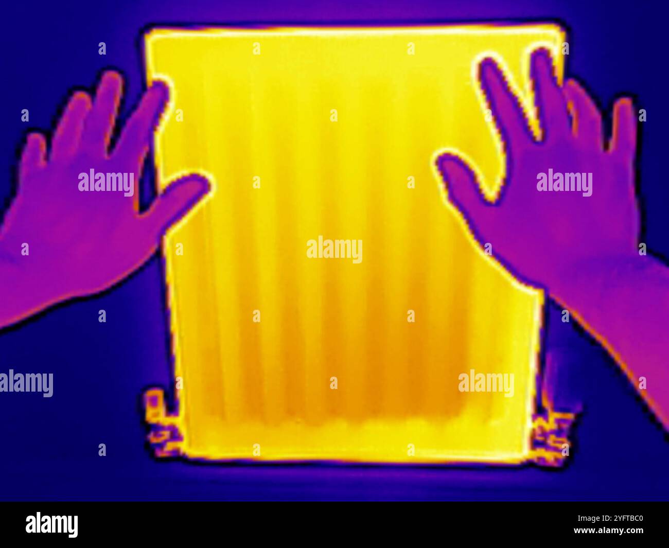 Thermal Camera Radiator Thermal camera image showing wall-mounted domestic radiator with ...