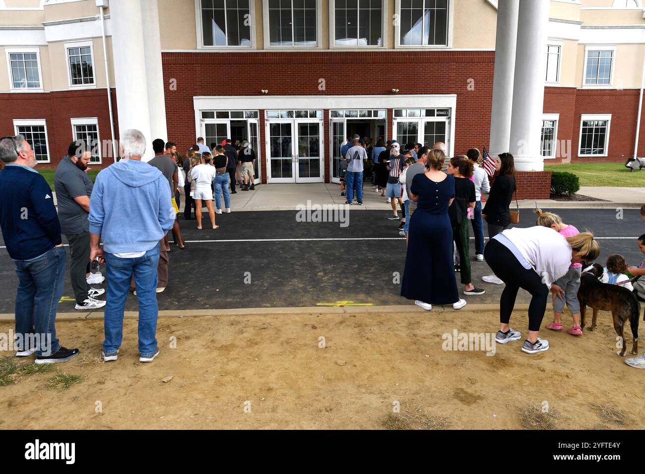 Voters line up to cast their ballots at the Highview Baptist Church