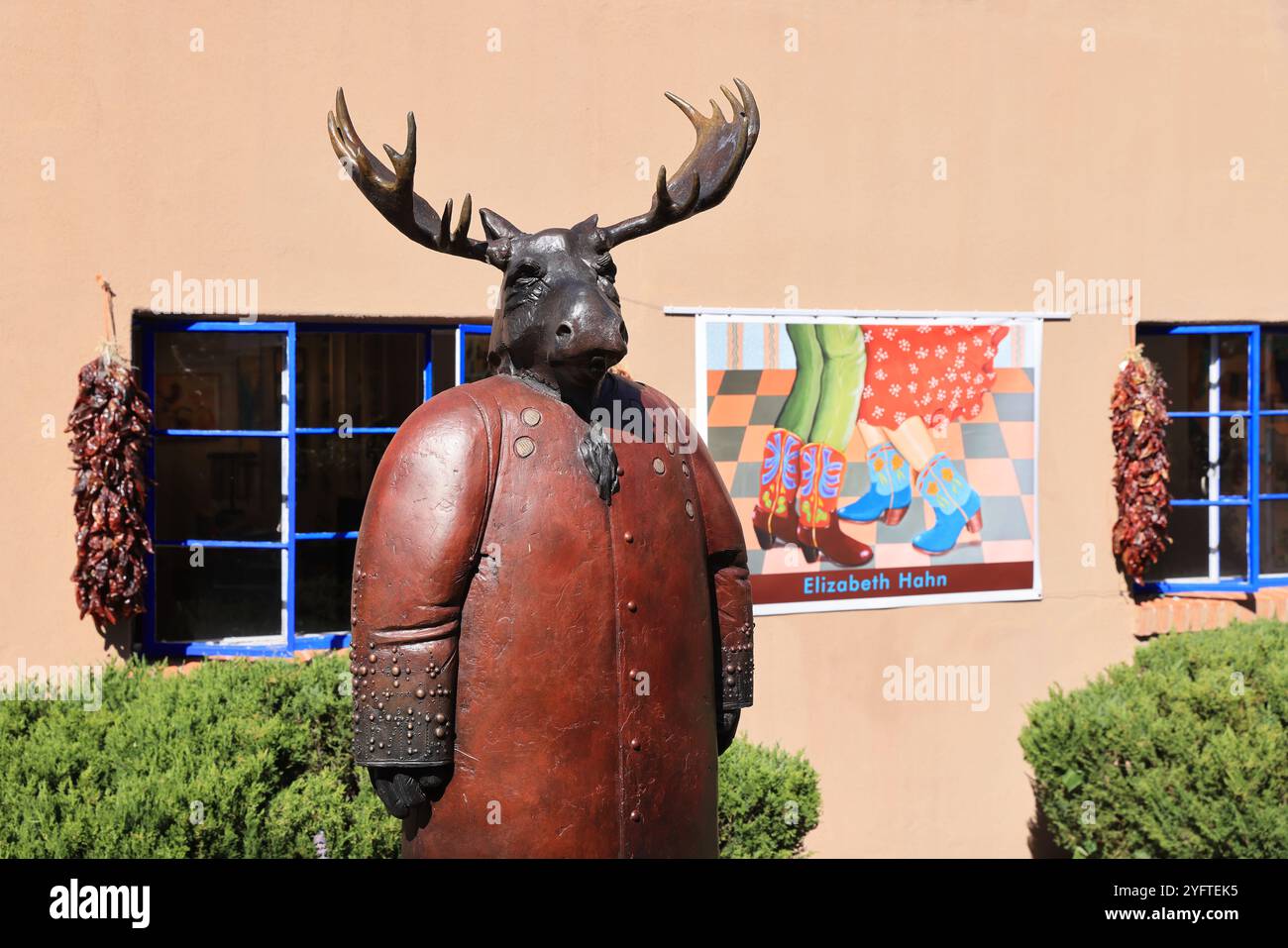 Canyon Road, Santa Fe, New Mexico, a street dedicated to the country's finest art, with over a 100 galleries, boutiques & restaurants in one half mile. Stock Photo