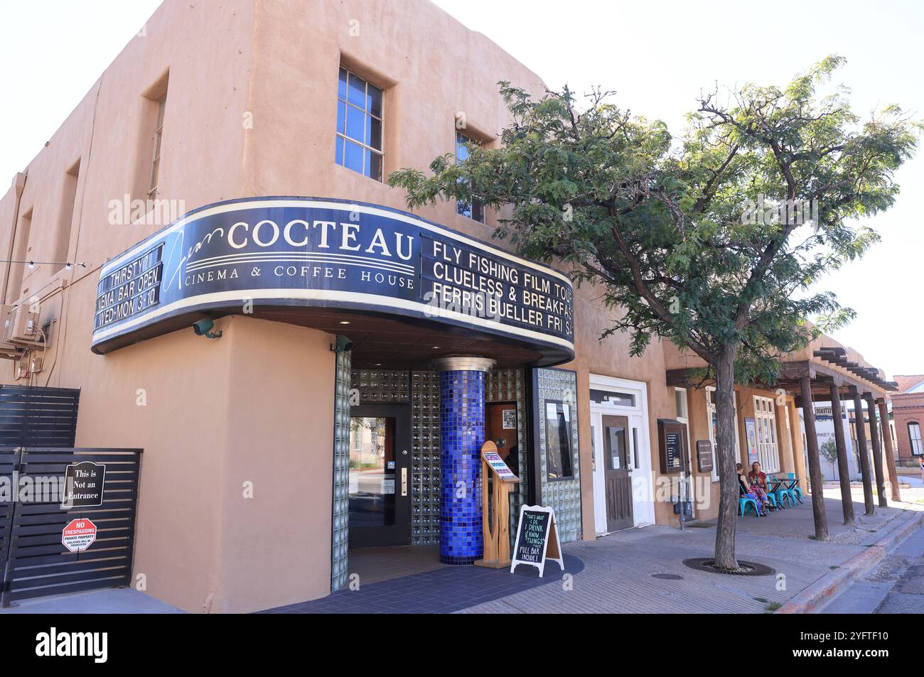 Cocteau cinema and coffee house, in downtown Santa Fe, New Mexico, USA ...