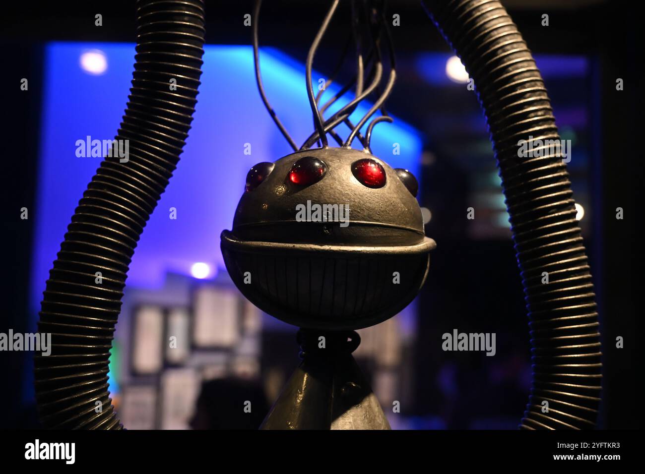 A robot sculpture at The World of Tim Burton exhibition in London Stock ...