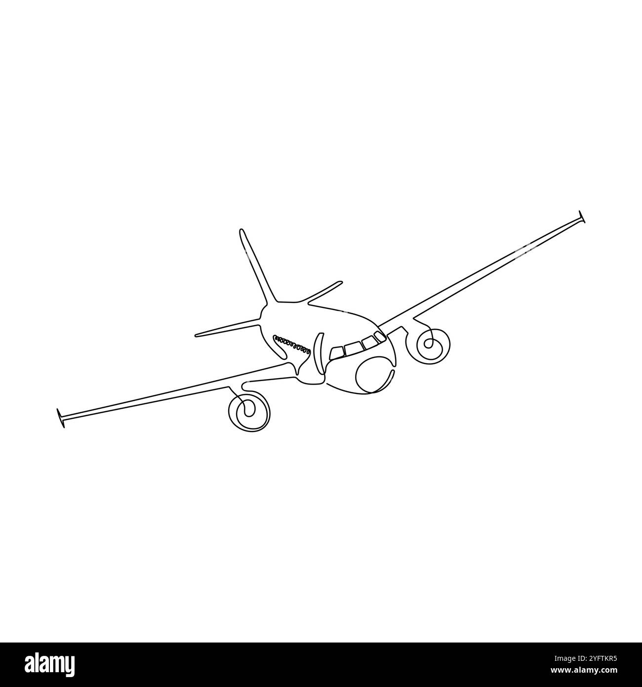 Airplane in one line drawing style. Minimalism hand drawn vector illustration. Stock Vector