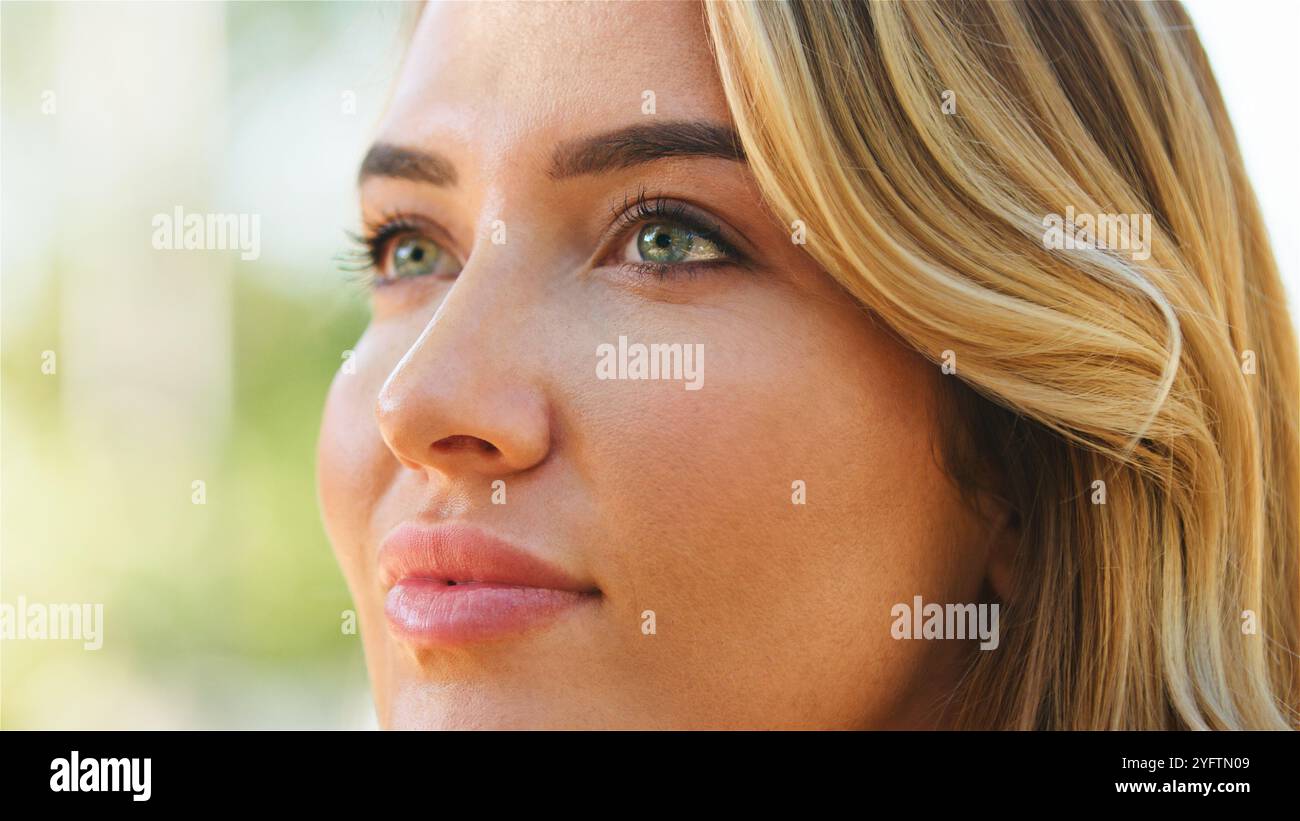 Woman long hair outdoors in hi-res stock photography and images - Alamy