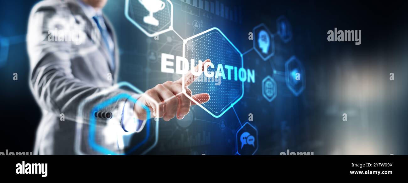 E-learning Education Webinar Online concept. Business Technology Stock Photo