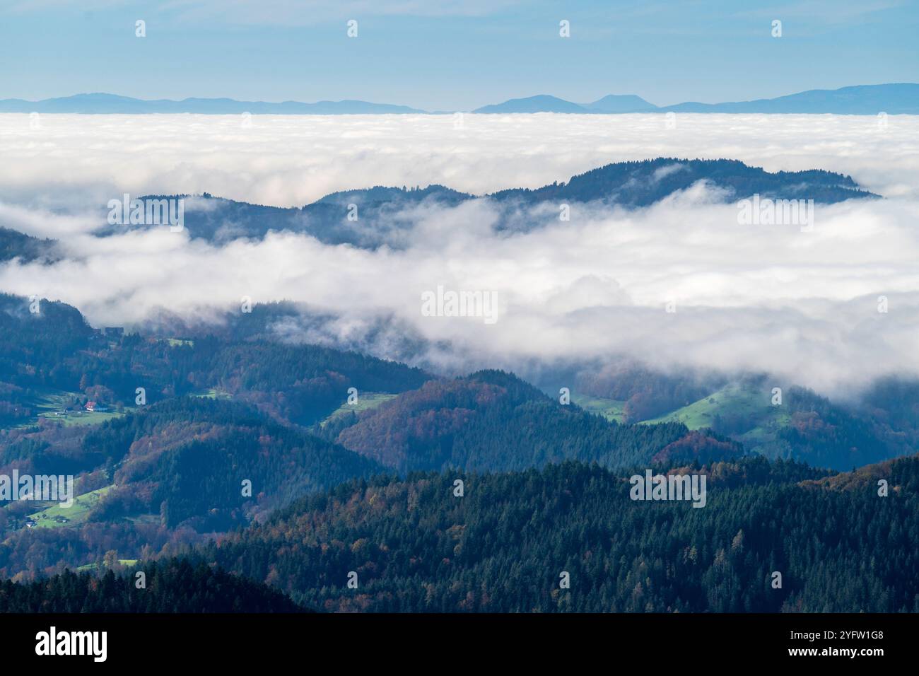 View over the northern Black Forest in fall Stock Photo