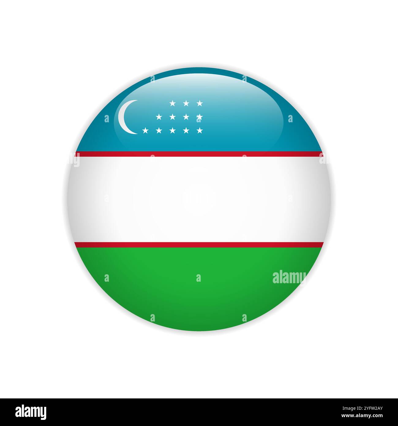 Uzbekistan flag on button Stock Vector