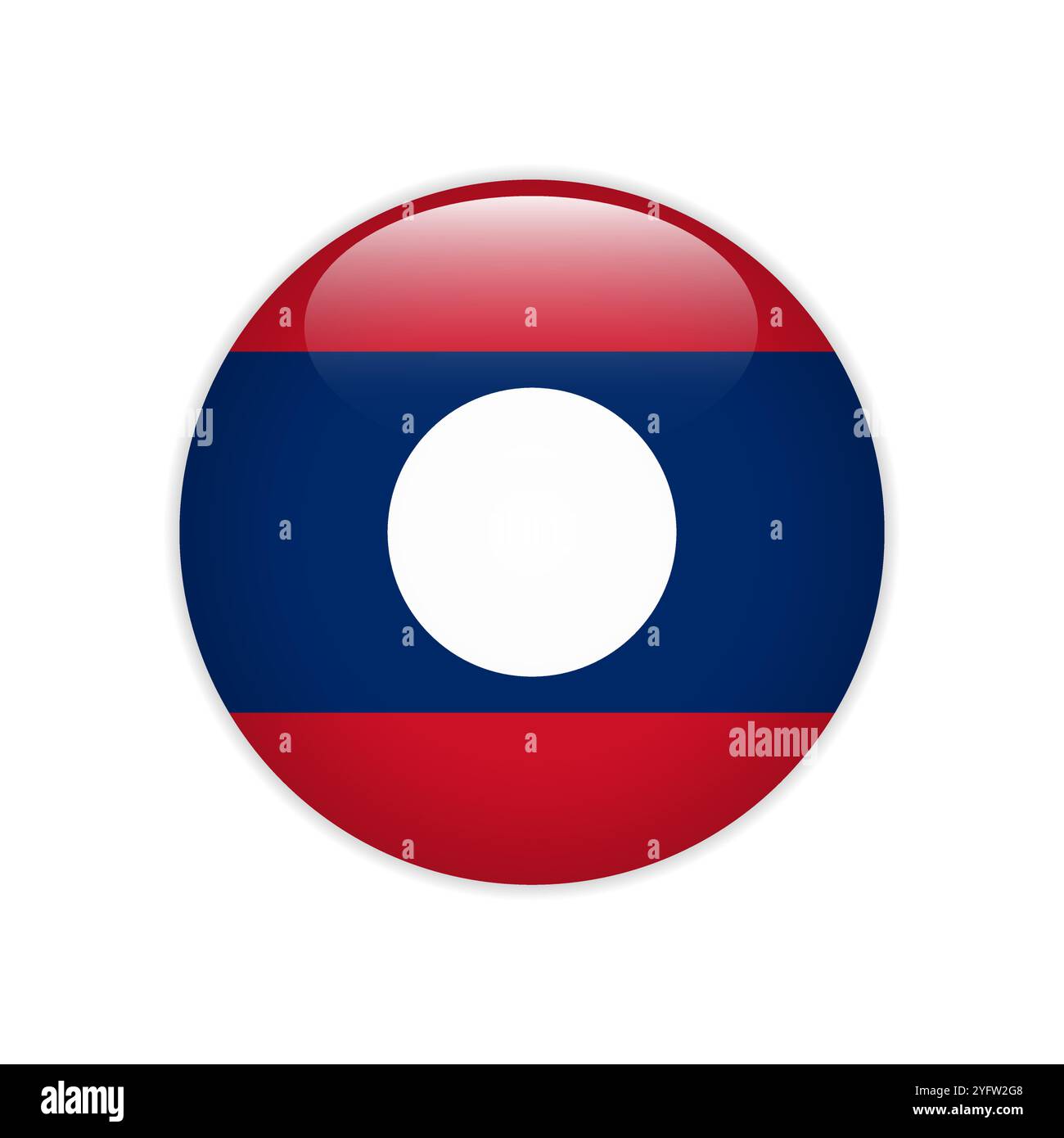 Laos flag on button Stock Vector