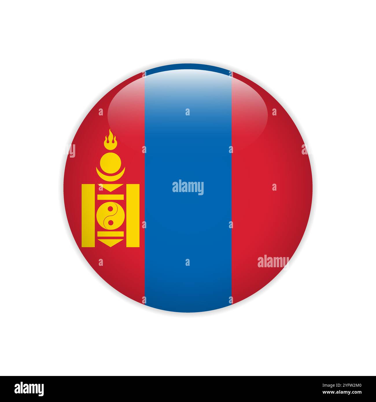 Mongolia flag on button Stock Vector