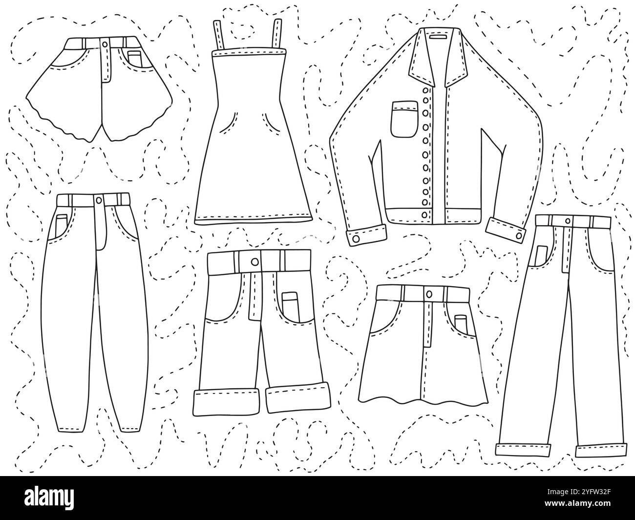 Denim clothes vector doodle set Stock Vector Image & Art - Alamy
