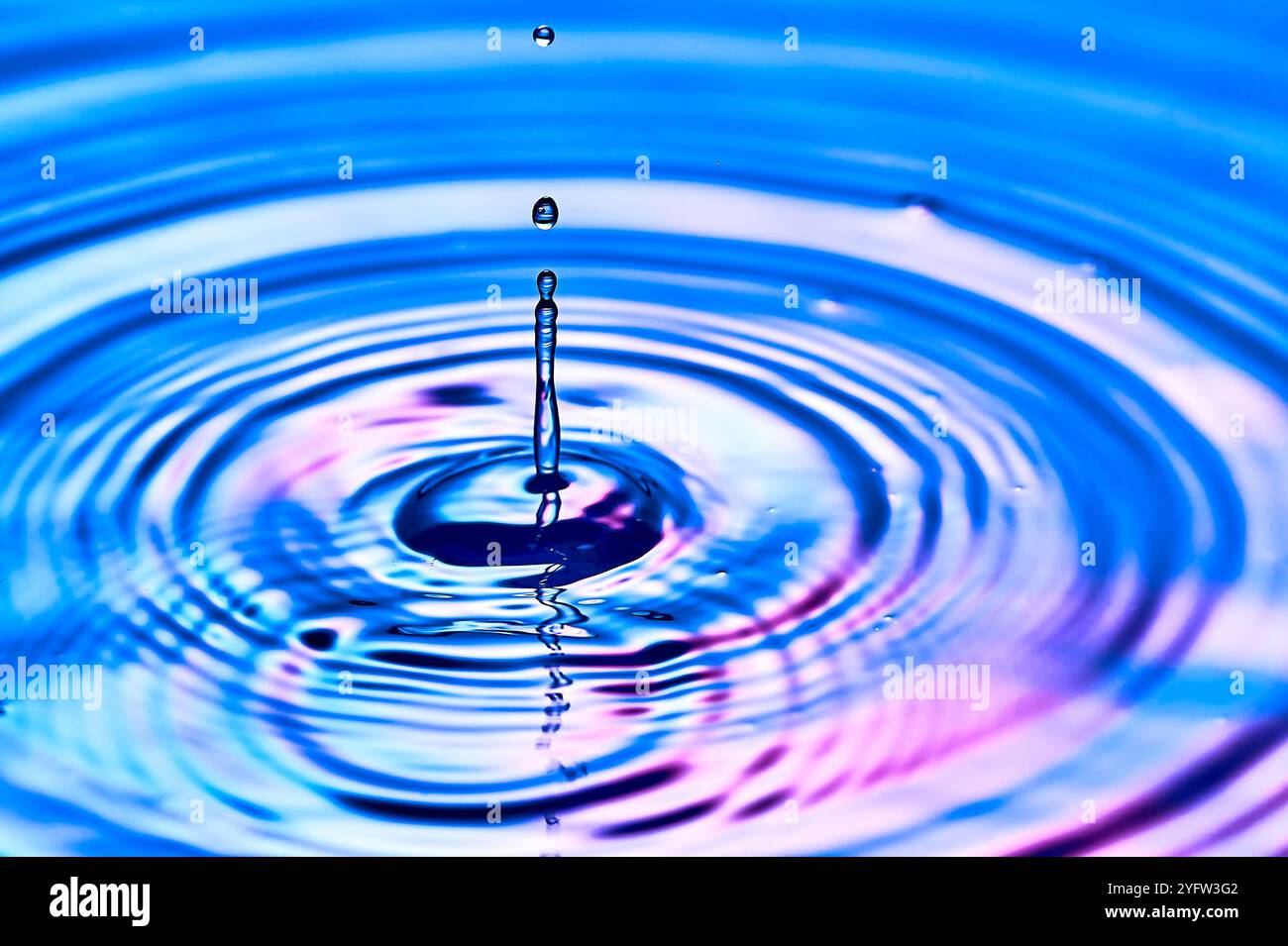 a drop of water falling into the water and creating waves Stock Photo ...