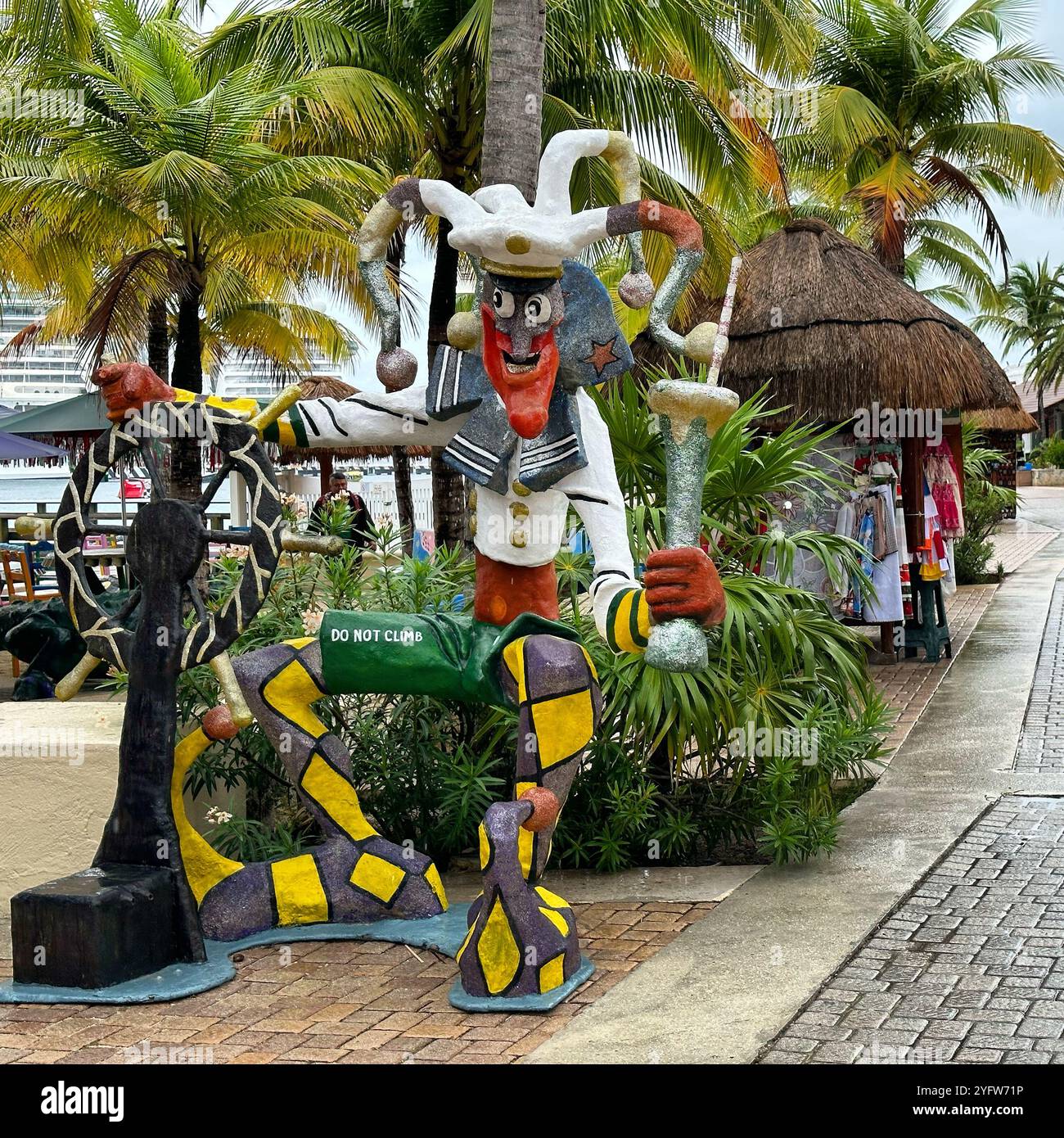 Jester figure, Puerta Maya, Cozumel, Quintana Roo, Yucatan Peninsula, Mexico - Smartphone Captured Stock Image