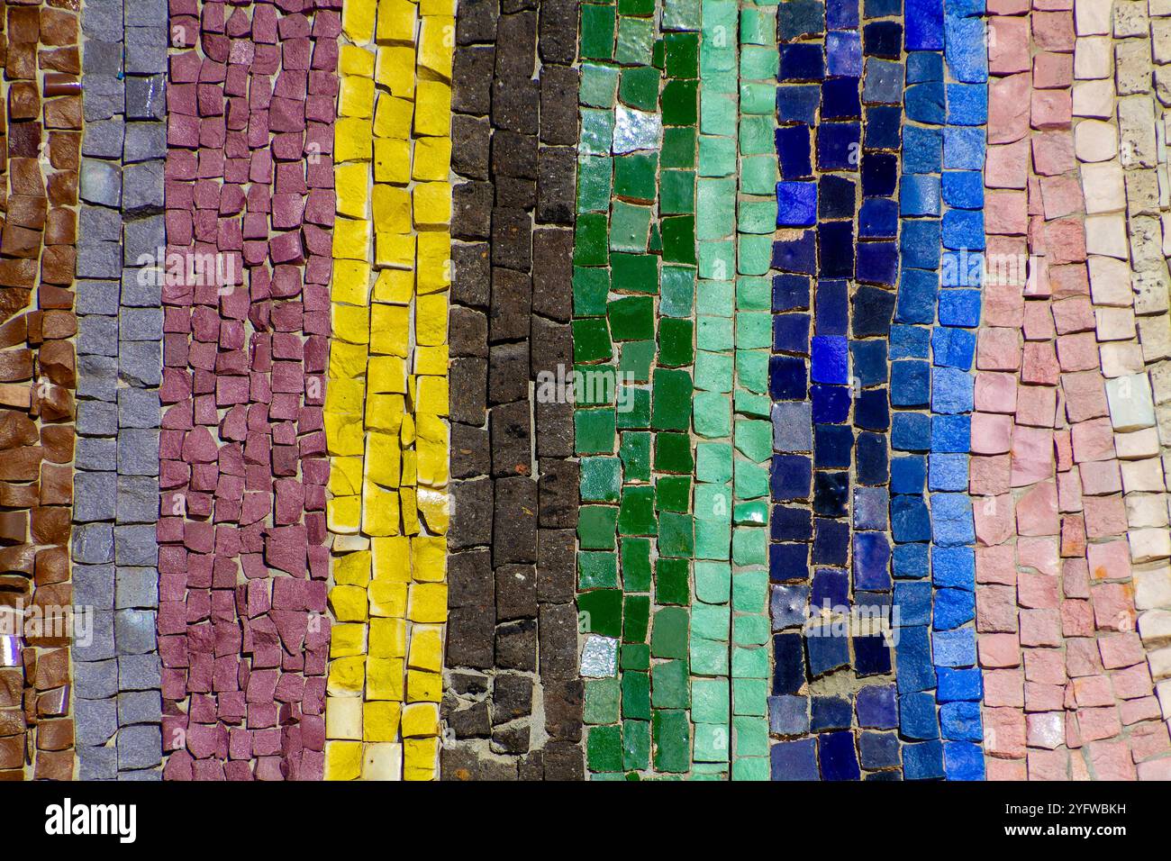 Colorful vertical striped ceramic mosaic wall texture - handmade square ...