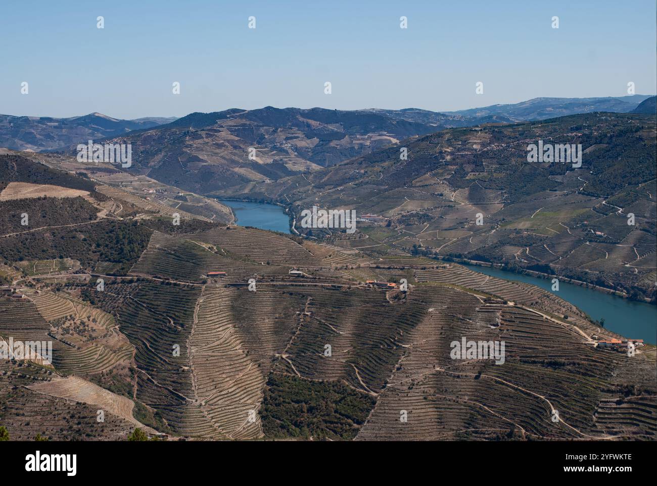 Landscape over the Douro River (Régua) Stock Photo