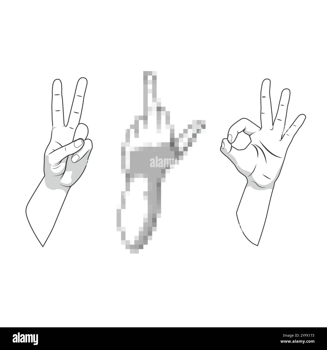 Offensive Hand Okay hand sign Black and White Stock Photos & Images - Alamy