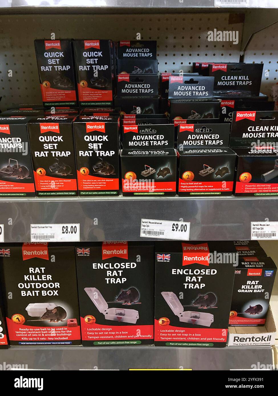 Rentokill Mouse Trap and Rat Trap for sale on the shelves at the local DIY store - Smartphone Captured Stock Image