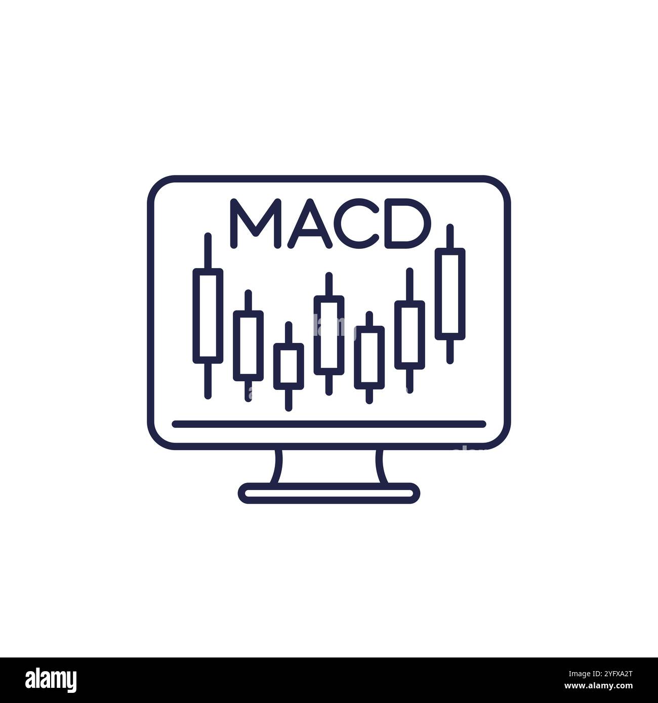 MACD indicator line icon with candlestick chart Stock Vector Image
