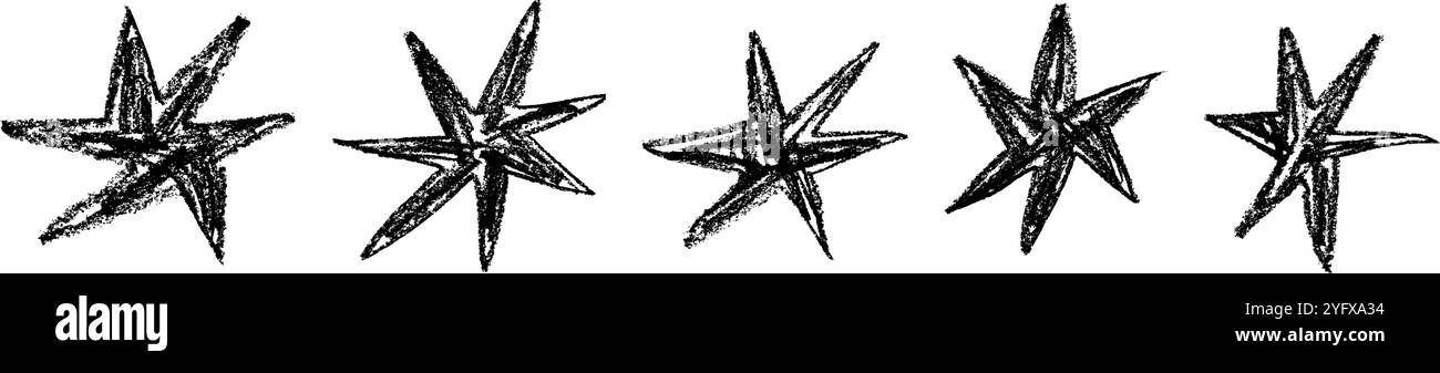 Spiky star scribble with irregular, pointy shape and abstract spark design. Sharp, random edges. Flat vector illustration isolated on white background Stock Vector