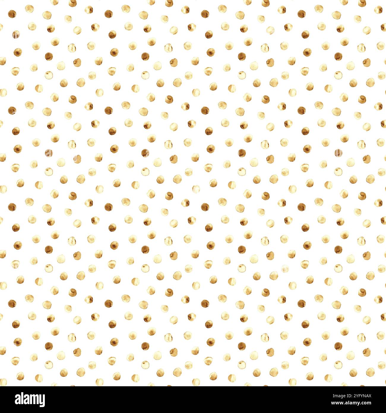 Abstract polka dots confetti seamless pattern. Hand drawn irregular golden glittering circles on white background. Glitter texture. Print for textile, Stock Photo