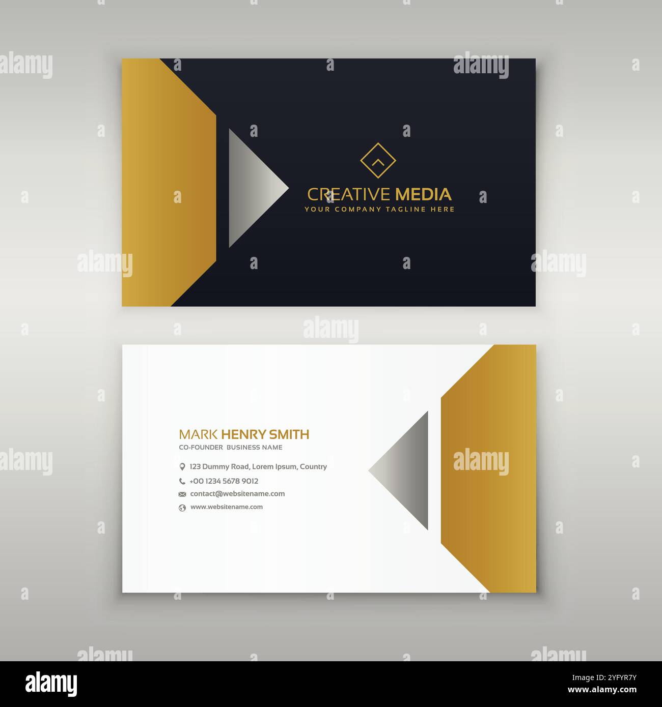premium business card design in golden theme Stock Vector Image & Art ...