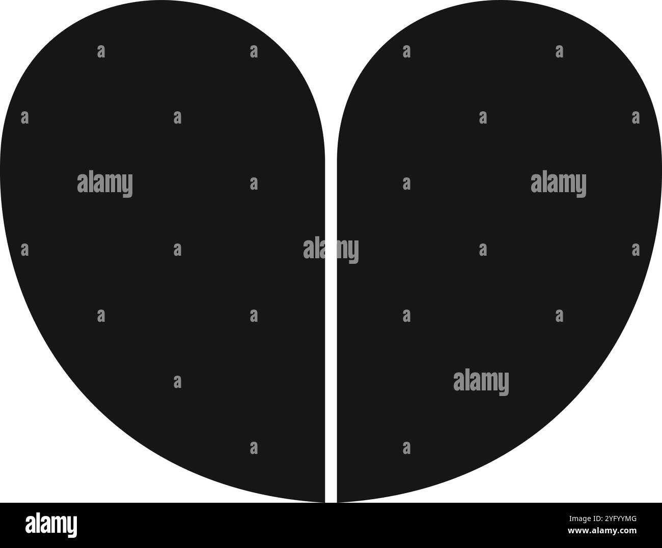 Flower diagram with 2 petals. Pie chart divided on two equal segments in leaf shapes isolated on white background. Floral layout for business data presentation. Vector graphic illustration. Stock Vector