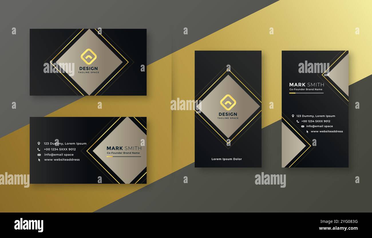elegant black business card template set Stock Vector Image & Art - Alamy
