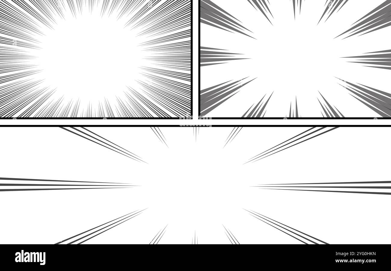 Comic book page background with radial, halftone effects and rays in ...