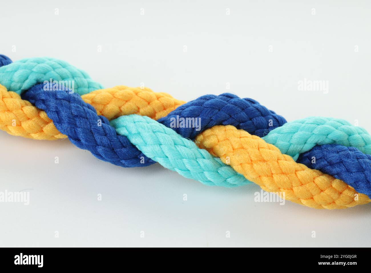 Braided colorful ropes isolated on white. Unity concept Stock Photo - Alamy