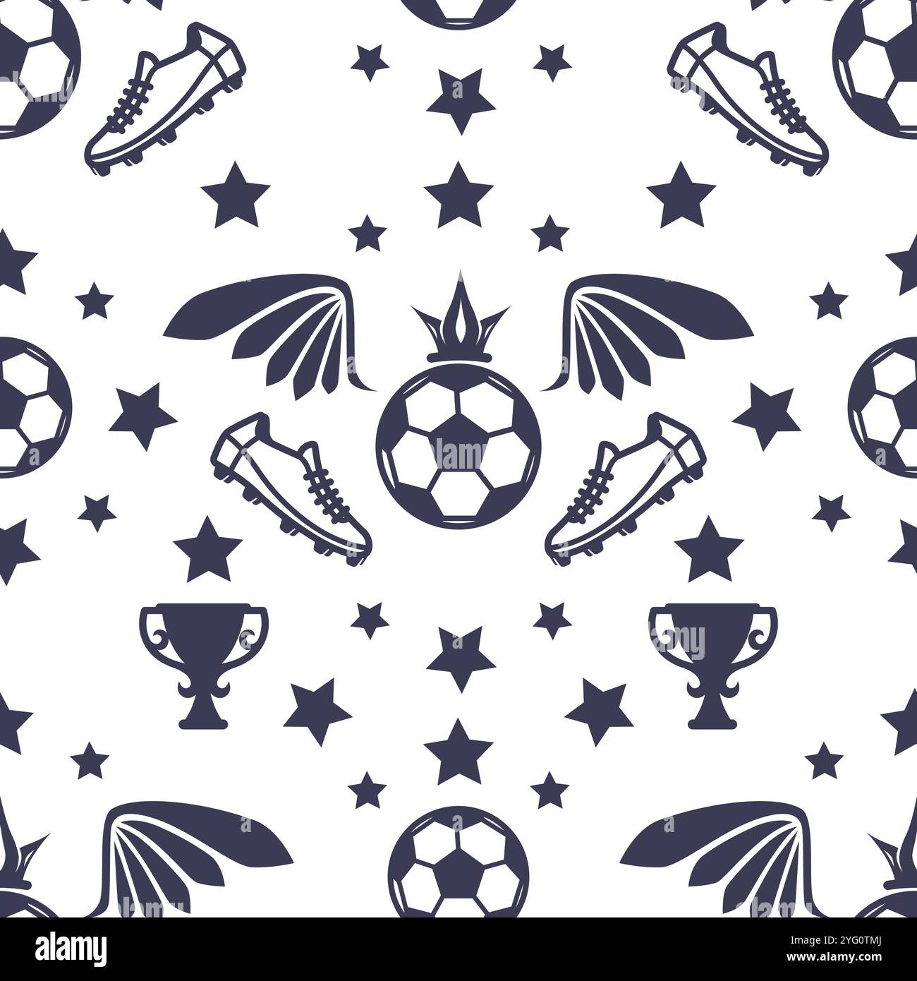 Soccer Trophy Star Seamless Pattern Stock Vector