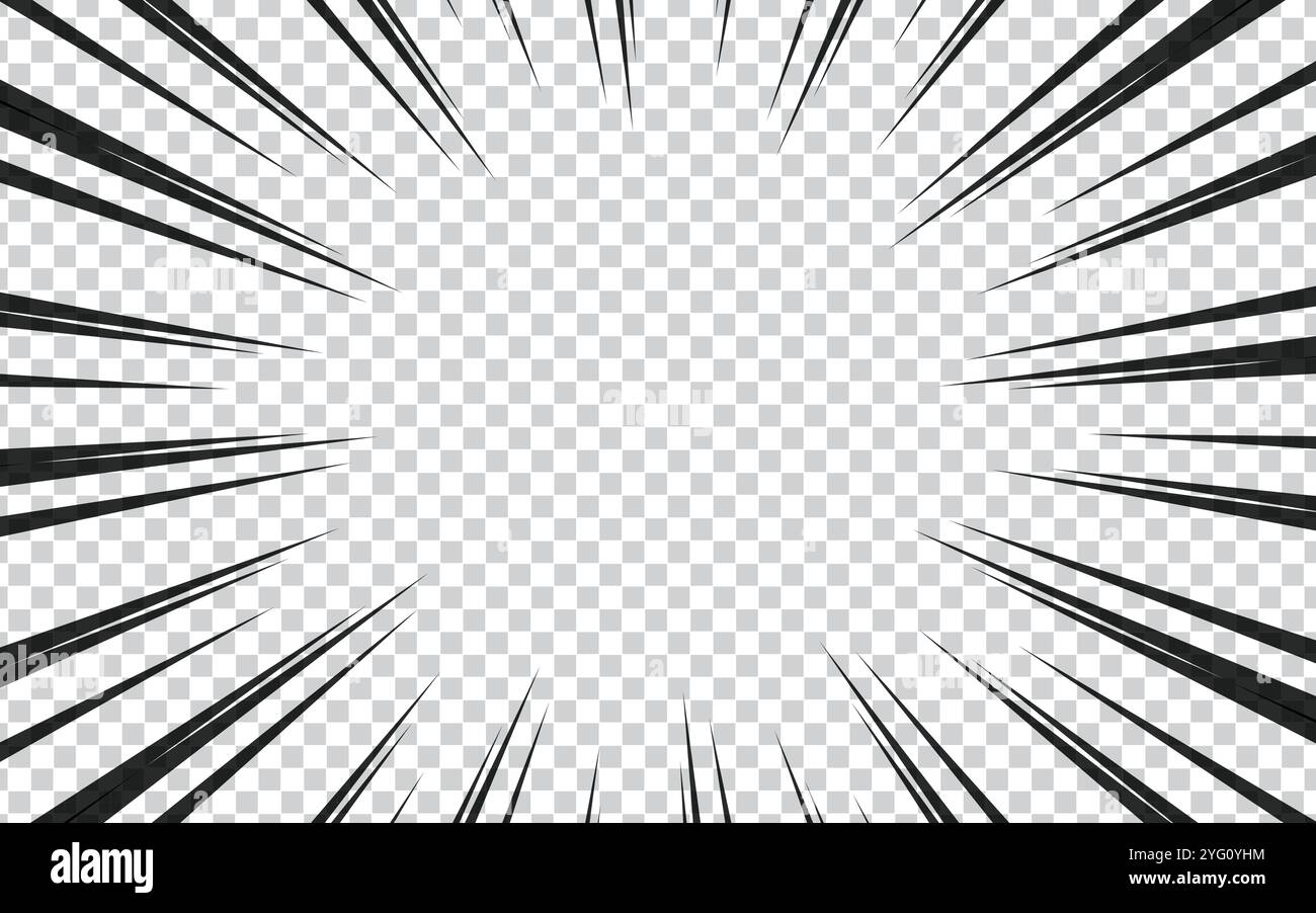 Comic strip radial motion lines on transparent background Stock Vector ...