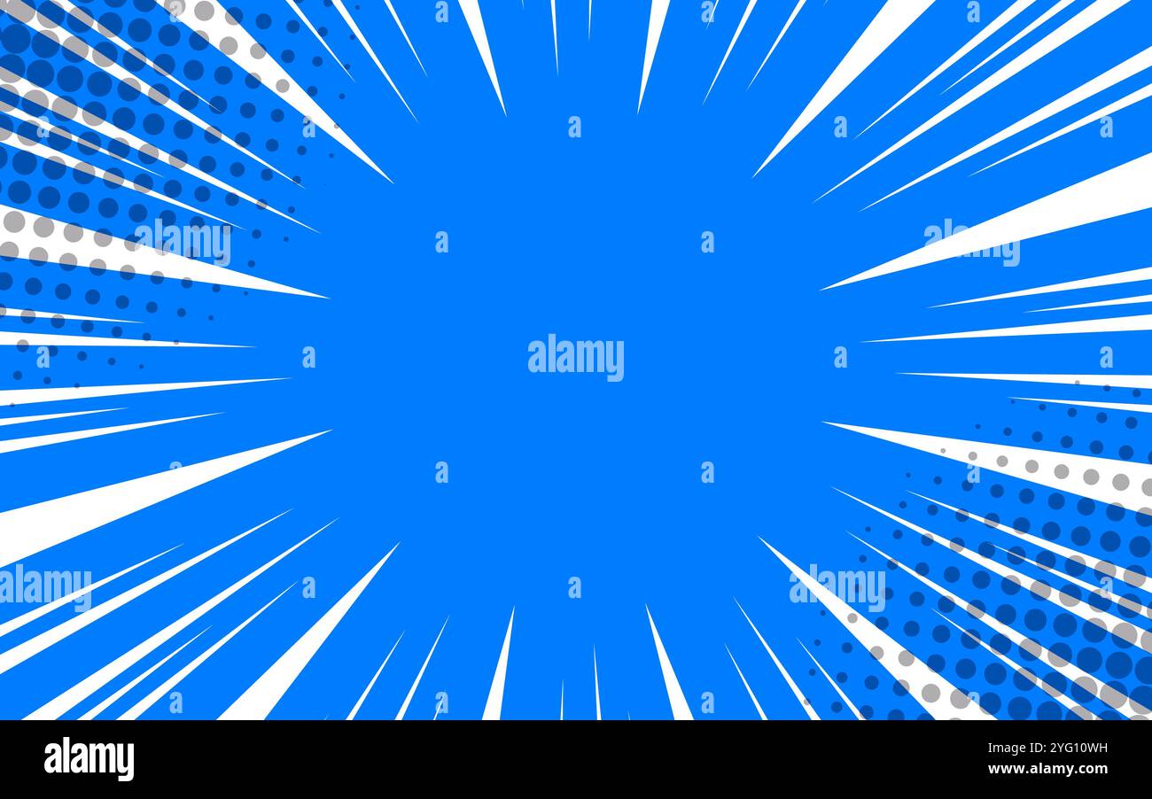 Radial comic background. Speed lines wallpaper with pop art halftone ...