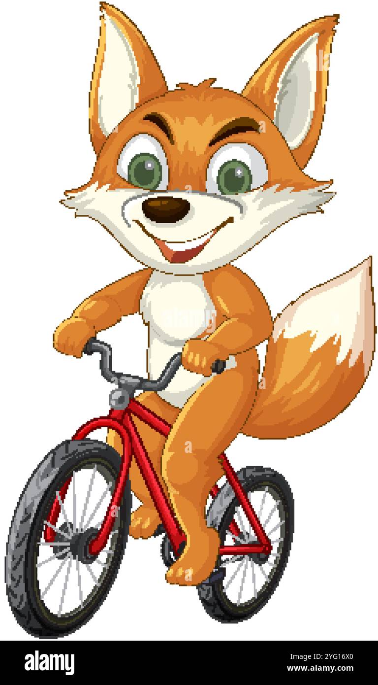 Cheerful fox enjoying a ride on a bicycle Stock Vector Image & Art - Alamy