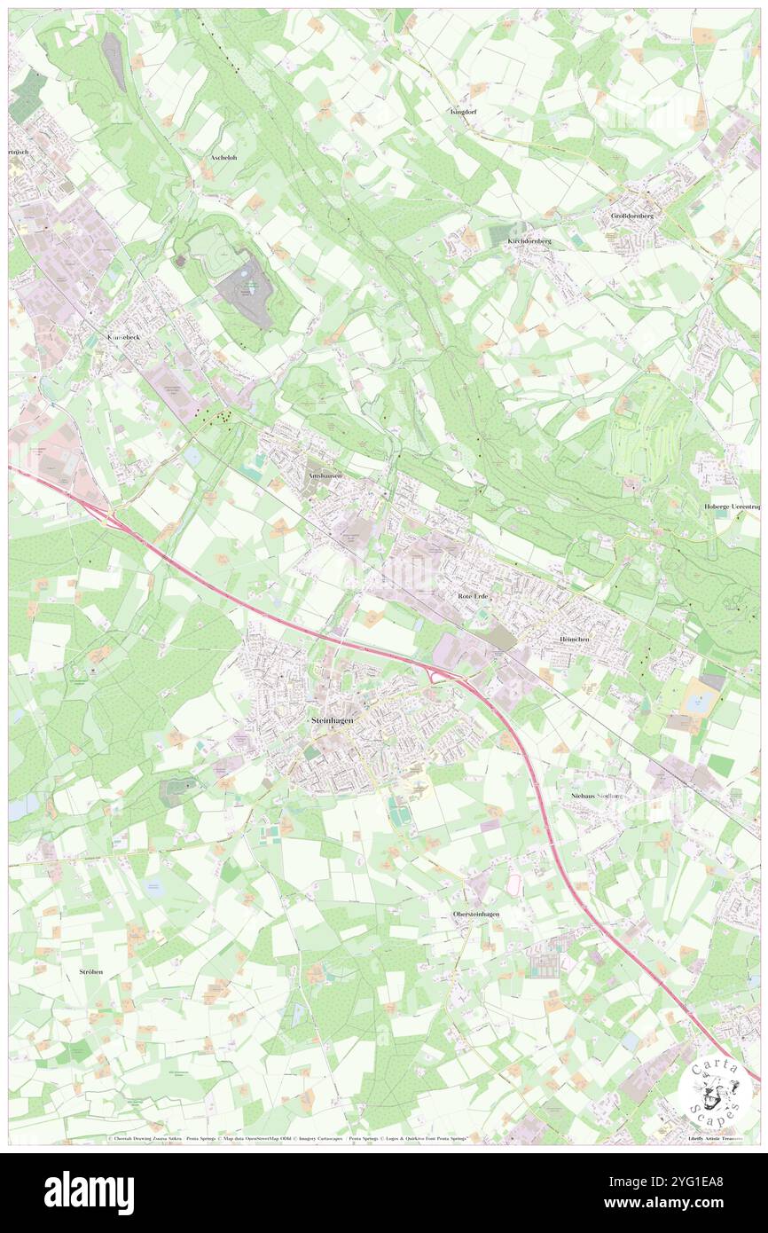 Steinhagen (Westf), Regierungsbezirk Detmold, DE, Germany, North Rhine-Westphalia, N 52 1' 2'', N 8 25' 14'', map, Cartascapes Map published in 2024. Explore Cartascapes, a map revealing Earth's diverse landscapes, cultures, and ecosystems. Journey through time and space, discovering the interconnectedness of our planet's past, present, and future. Stock Photo