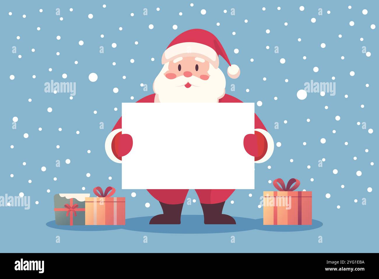 Happy Santa claus holding a white blank paper. Santa holding blank ...