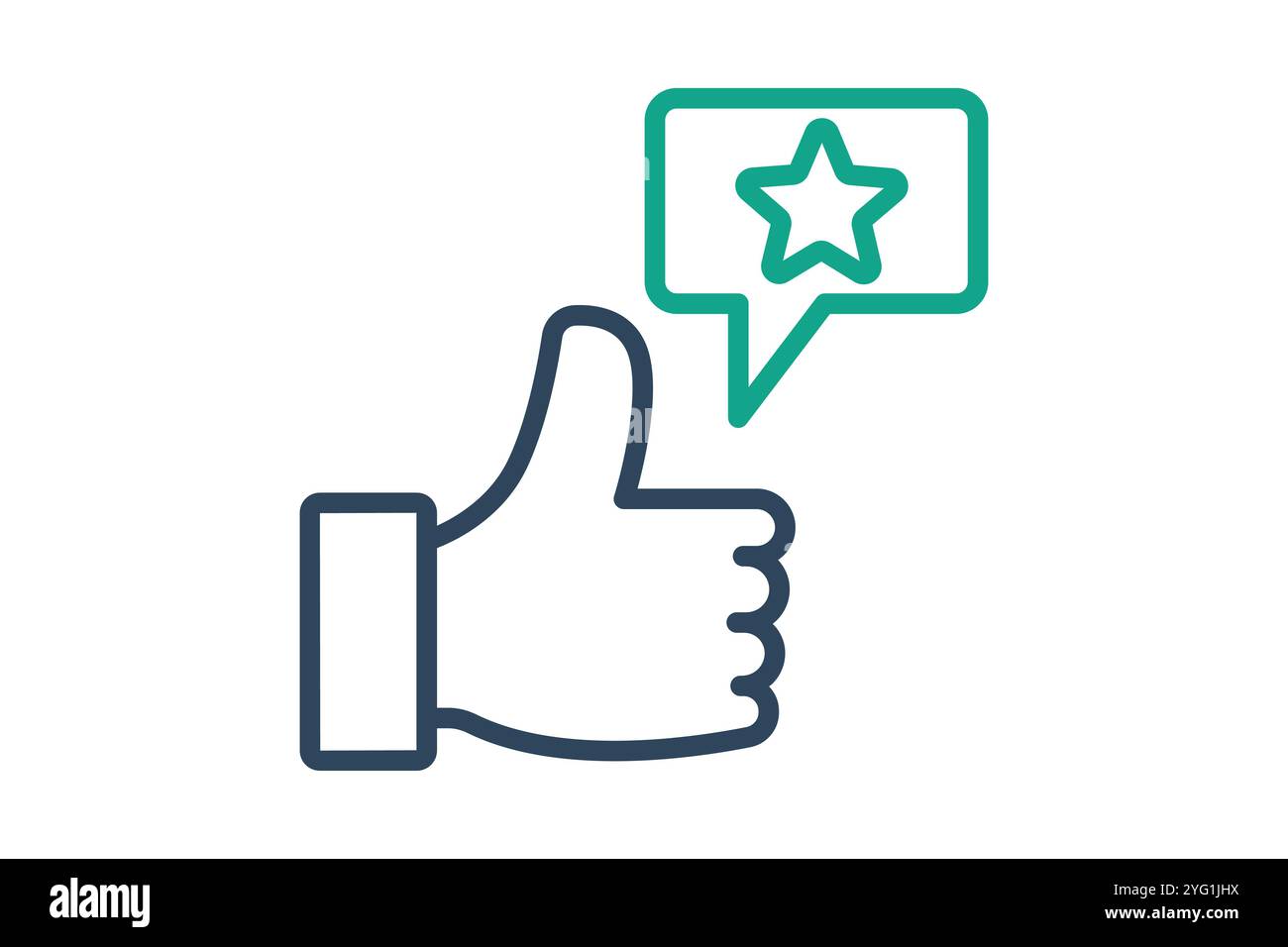 Appreciation icon. line icon style. thumb with chat and star. icon ...