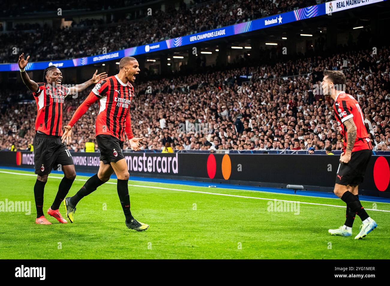 Malick THIAW of AC Milan celebrate his goal with Rafael LEAO of AC ...