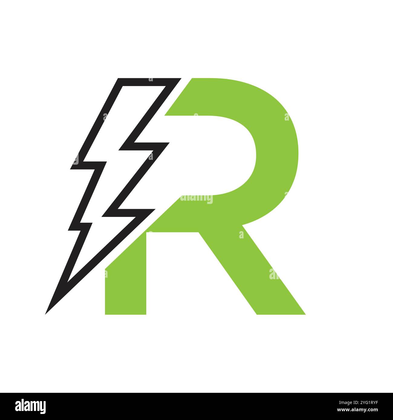 Letter R For Electric Logo Combination With Lightning Thunder Bolt Icon ...