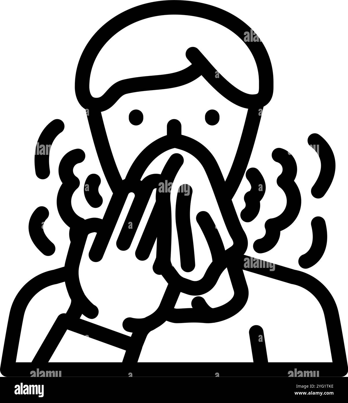 coughing sneezing disease symptom line icon vector illustration Stock ...